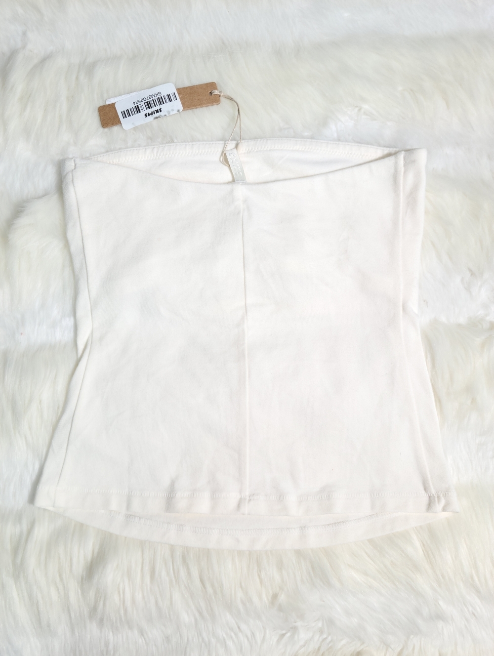 SKIMS Cotton Jersey Tube Top Off White White Marble Women XX-Small NEW - Picture 2 of 6